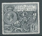 GB George V 1929 SG438 £1 black UPU very fine used. Catalogue £600