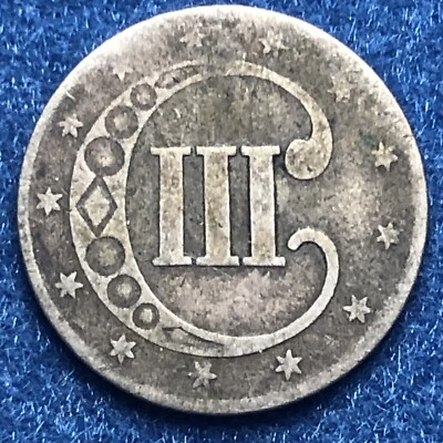 1853 Three Cent Silver Piece Trime 3c Type 1 Ungraded Choice US Coin #155 - Image 1 of 4