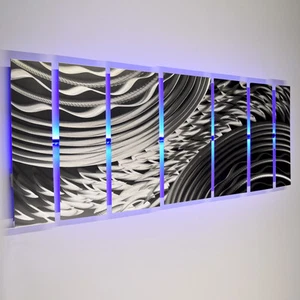 Color Changing LED Modern Abstract Metal Wall Art Sculpture Painting Decor RGB - Picture 1 of 9