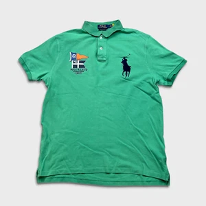 Polo Ralph Lauren Shirt Mens Large Green Nautical Flags Big Pony Short Sleeve - Picture 1 of 8