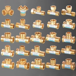 Brass BSP1/2" 3/4" T-Shape Female Male Thread Tee Connector Pipe Fittings Tube - Picture 1 of 27