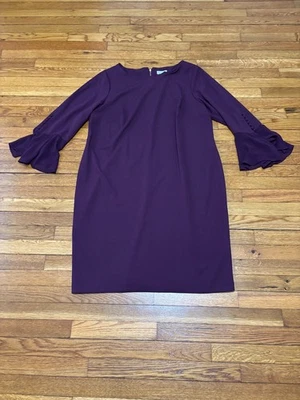 Calvin Klein Dress Womens Plus Sz 20W Purple Bell Sleeve Shift Cocktail Party - Image 1 of 4