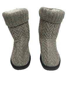 Muk Luks Pullover Stiefel Damen Größe 11 Kunstfell gefüttert Knöchel kurz Knopf Akzent - Bild 1 von 12
