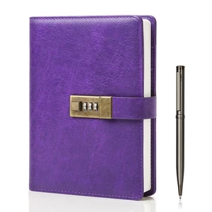 WEMATE Diary with Lock A5 PU Leather Journal with Lock 240 Pages Vintage Lock Jo - Picture 1 of 6