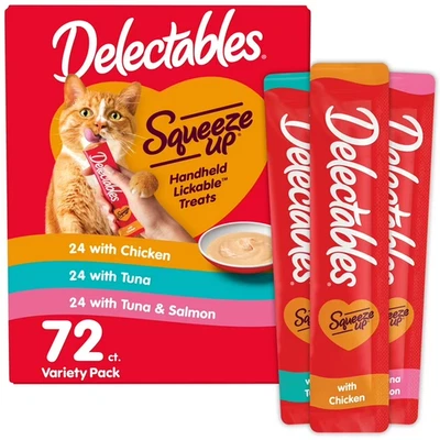 Hartz Delectables Squeeze Up Interactive Lickable Wet Variety 0.5oz 72 Count