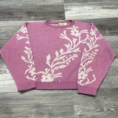 Suéter Pullover Acrílico Vintage Blair Rosa Años 80 Para Mujer S Floral Cuello Redondo Tejido Foto 1 de 4