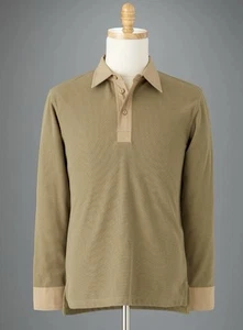 J Peterman Swedish Military Field Rugby Shirt Mens XXL 2XL Beige Tan L@@K! - Picture 1 of 17