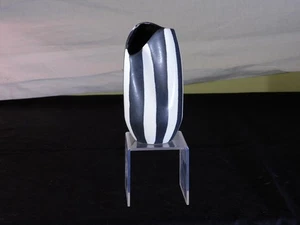 Mid Century Vase Ruppurr Fayence Kunstkeramik schwarz/weiße Streifen 2065/15 - Bild 1 von 14