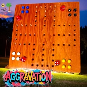 Rare Vintage 14" x 14" Wood Aggravation Game w/Marbles and 4 Dice  L◕⩊◕k & Read - Picture 1 of 9