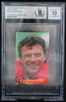 Skybox Premium Revolution #R9 1994 Joe Montana Kansas Chiefs BGS autógrafo 10 Foto 1 de 2