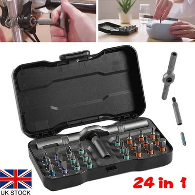 24 in 1 Magnetic Screwdriver Bit Set Small Ratchet Precision Computer Bicycle UK - Image 1 of 4