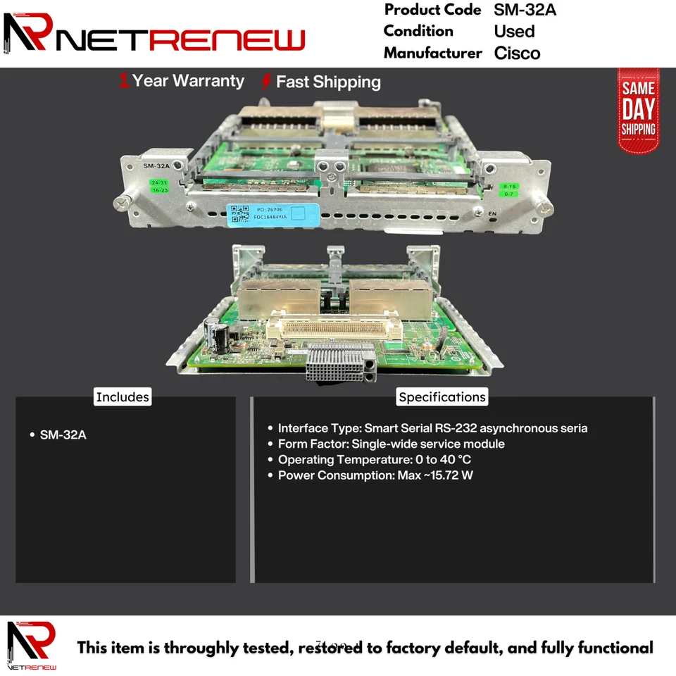 Cisco SM-32A 32-Port Asynchronous Serial Service Module - Image 1 of 1