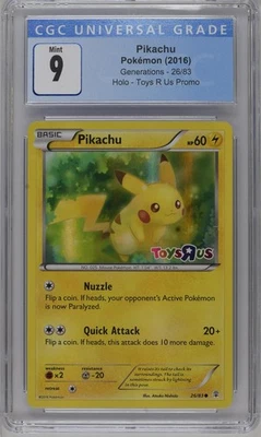Pikachu 26/83 Toys R Us Promo 2016 Generations CGC 9 Graded Pokémon Card - Image 1 of 2