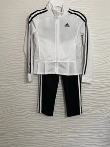 ADIDAS White Pleated Hem Girl's Track 2pc Jogging Suit Sz. 6 NWT - Picture 1 of 3