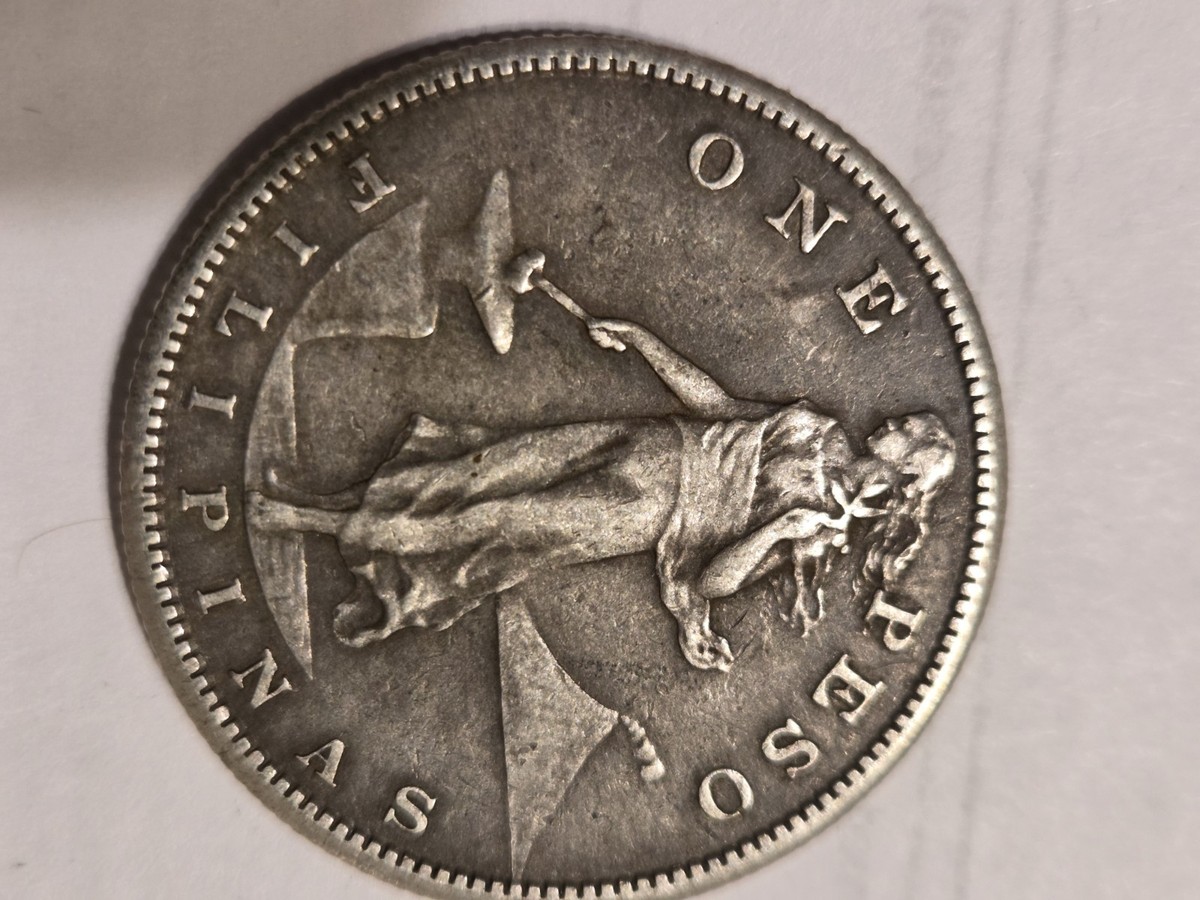 1908-S Peso アメリカ領フィリピン1ペソ銀貨女性立像火山乙女 1908-S One Peso Philippines, United States Territory, KM