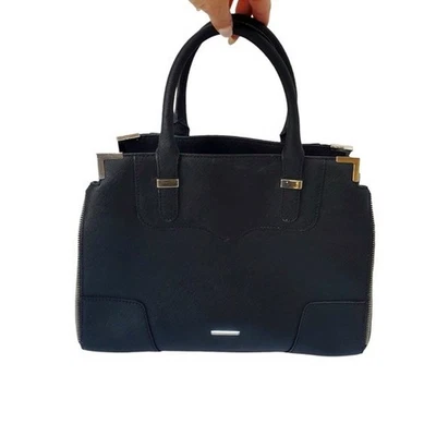 Rebecca Minkoff Leather Bag Regan Bedford Black Gold Amorous Satchel Shoulder - Image 1 of 4