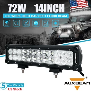 AUXBEAM 14" 72W LED Work Light Bar Flood Spot Combo Offroad Driving Fog Lamp - Picture 1 of 12
