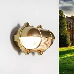 Außenwandlampe Außenleuchte Messing Maritim IP64 Schiffslampe robust Hauswand - Bild 1 von 6