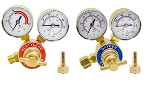 Solid Brass OXYGEN & ACETYLENE Regulators 4 Welding Fit Victor Gas Torch Cutting - Picture 1 of 9