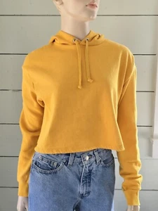H&M Divided Cropped Drawstring Hoodie Mustard Yellow Women's Size S - Picture 1 of 8