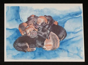 PUPPIES 6 BLANK NOTE CARDS with ENVELOPES PUPPY DOGS ARTIST WATERCOLOR PRINTS - Picture 1 of 2