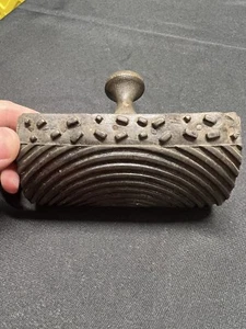 Antique Rocker Style Stamp, 1900s Curved Stamp, Curved Wood Rubber Stamp W Knob - Picture 1 of 19