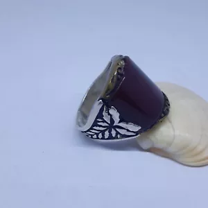 Anello Uomo Unico Quadrato Pietra Marrone 925 Vintage Argento Sterling Gioielli TG 9 - Foto 1 di 8