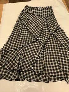 Topshop Womens Black Check Midi Skirt Size 6 - Picture 1 of 7
