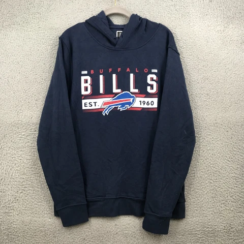 NFL Sweater Adult Small Blue Solid Buffalo Bills Pullover Hoodie Mens 31207 Cover