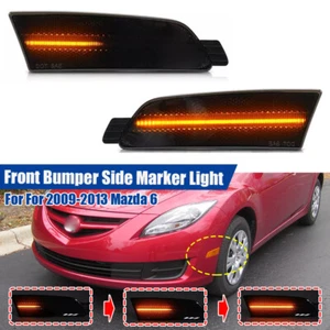 Sequential LED Side Marker Turn Signal Light Lamp Smoked For 2009-2013 Mazda 6 - Picture 1 of 8