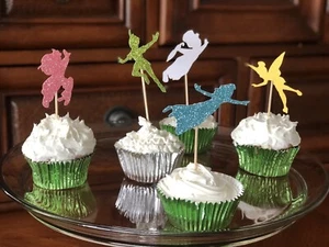 24Pcs Cupcake Topper Party Decor Multicolor Peter Pan Characters Birthday Glitzy - Picture 1 of 12