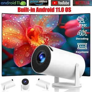 Portable 5G WiFi Mini Smart Projector Android Projector HDMI Home Video Theater - Picture 1 of 7