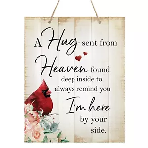 Memorial Hanging Gift Ribbon Sign for Loss of Loved One 12x15 -A Hug Sent From - Picture 1 of 18