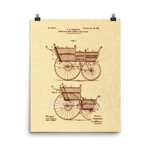 Carrito de bebé 1901 vintage patente arte impresión póster, 8x10 o 16x20 - Imagen 1 de 6