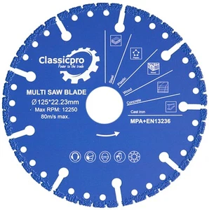 Classicpro 125mm Angle Grinder Diamond Coated Multi Cutter Saw Blade Cuts Ferro - Picture 1 of 8