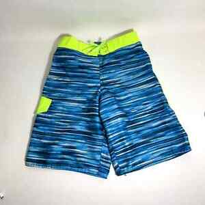 Highland Outfitters Boys Swim Trunks Blue and Lime Green Size 8