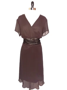 CONNECTED Plus Size 20W A-Line Dress Brown Short Sleeve Midi - Picture 1 of 6
