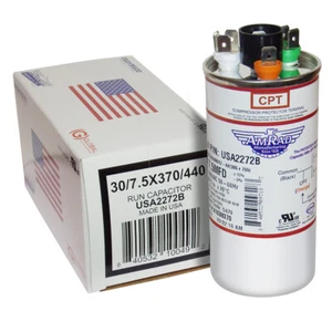 Condensador de funcionamiento del motor 30 + 7,5 uF MFD x 370 / 440 VAC AmRad USA2272B - Hecho en EE. UU. - Imagen 1 de 5