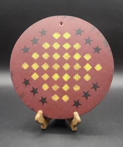 Primitive Style Country Checkerboard Star Hanging Picture Wood 8.75" Round - Picture 1 of 2