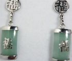 Vintage Natural Green Jade Lucky Fortune Dangly Earrings Women Jewelry For Gifts