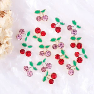 10pcs 3D Cherry Metal Alloy Crystal Rhinestone Nail Charms DIY Decoration - Picture 1 of 16