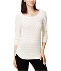 maison Jules Womens Dot Pullover Sweater, Off-White, Large