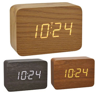 TFA 60.2549 Clocco Funkwecker digital Holzoptik Temperatur Leuchtziffern LED - Bild 1 von 4