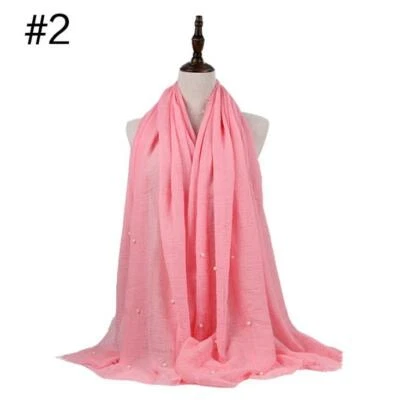 Maxi bufanda de hiyab arrugada viscosa de algodón perla de 6x3 pies chal Islam musulmán Foto 1 de 4