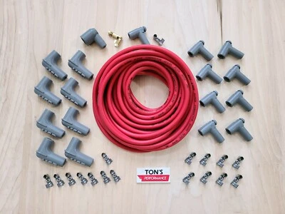 Universal MSD Super Conductor 8.5mm Red Spark Plug Wire HEI kit v8 Right angle - Image 1 of 4
