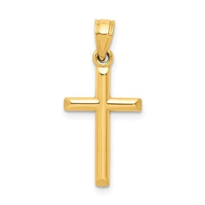 10K Real Gold Cross Pendant - 0.74 Inches Small 10K Gold Cross Charm- C1344 - Image 1 of 4