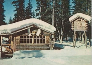Verschneite Hütte in Alaska Kontinental Chrom Postkarte - Bild 1 von 2