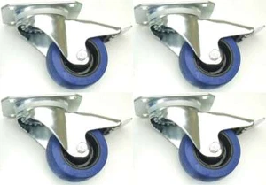4 x 80 mm SL Möbelrollen m. Bremse Rollen Möbel Transportrollen Lenkrollen Gummi - Bild 1 von 10