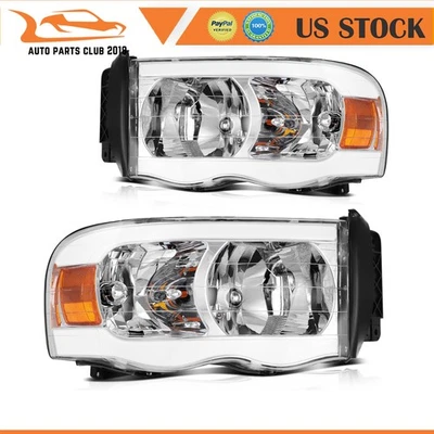Headlights Assembly Fits 2002-2005 Dodge Ram Pickup Chrome Housing Clear Lens Foto 1 de 4
