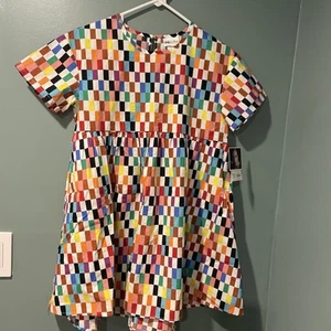 Target Pride Dress Checkered Skater Rainbow Short Sleeve Cotton w/ Pockets L - Picture 1 of 3